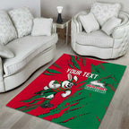 Personalized South Sydney Rabbitohs Area Rug Dynamic Lightning Mascot Rugby Australia