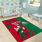 Personalized South Sydney Rabbitohs Area Rug Dynamic Lightning Mascot Rugby Australia