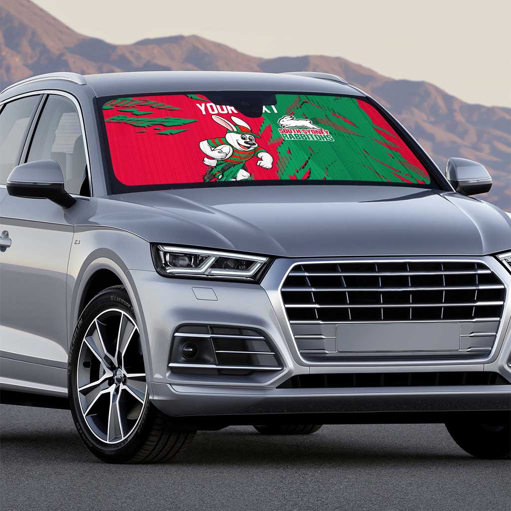 Personalized South Sydney Rabbitohs Auto Sun Shade Dynamic Lightning Mascot Rugby Australia