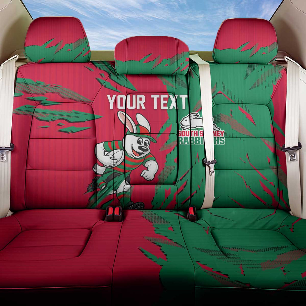 Personalized South Sydney Rabbitohs Back Car Seat Cover Dynamic Lightning Mascot Rugby Australia