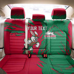 Personalized South Sydney Rabbitohs Back Car Seat Cover Dynamic Lightning Mascot Rugby Australia
