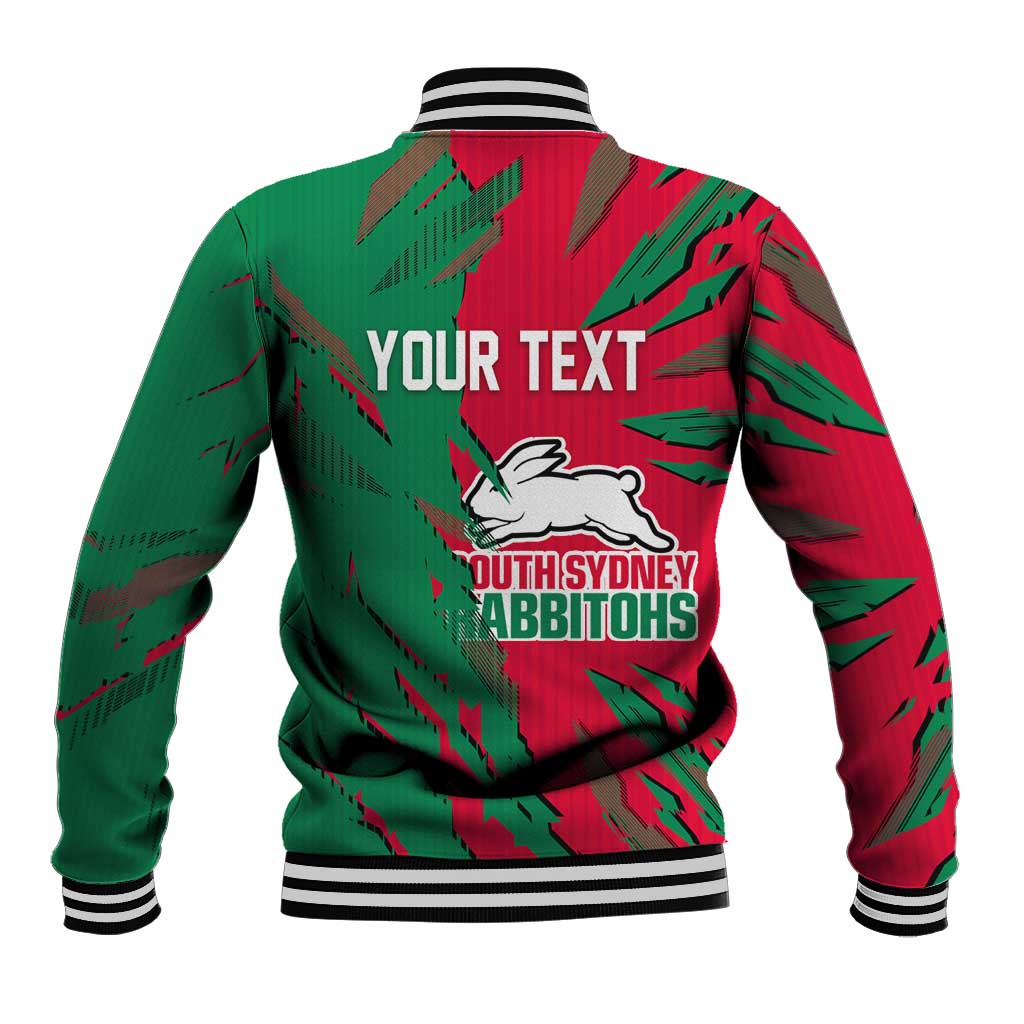 Personalized South Sydney Rabbitohs Baseball Jacket Dynamic Lightning Mascot Rugby Australia