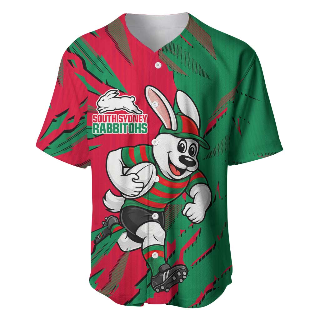 Personalized South Sydney Rabbitohs Baseball Jersey Dynamic Lightning Mascot Rugby Australia