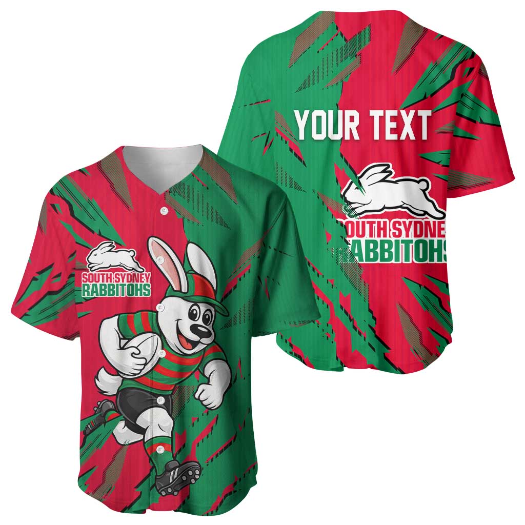 Personalized South Sydney Rabbitohs Baseball Jersey Dynamic Lightning Mascot Rugby Australia