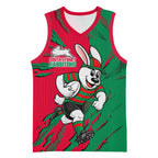 Personalized South Sydney Rabbitohs Basketball Jersey Dynamic Lightning Mascot Rugby Australia