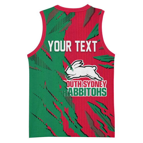 Personalized South Sydney Rabbitohs Basketball Jersey Dynamic Lightning Mascot Rugby Australia
