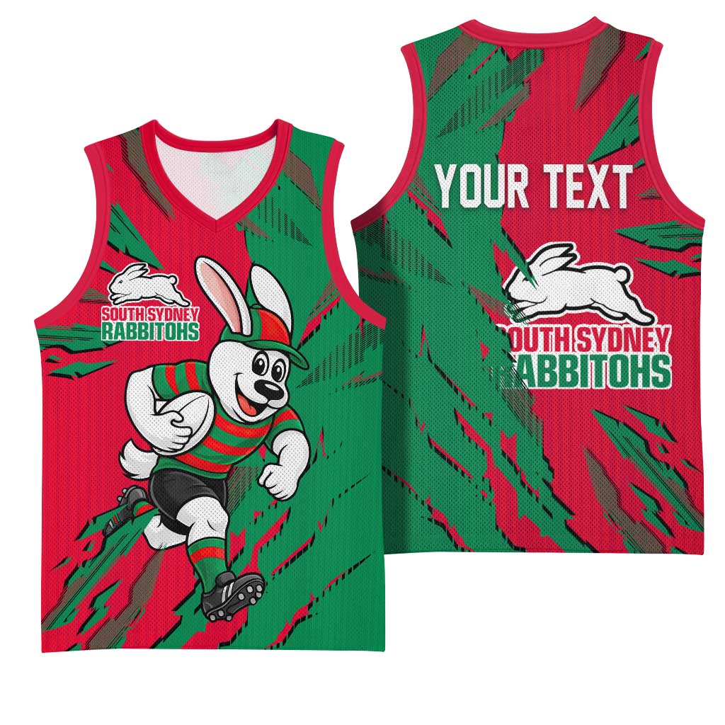 Personalized South Sydney Rabbitohs Basketball Jersey Dynamic Lightning Mascot Rugby Australia