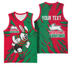 Personalized South Sydney Rabbitohs Basketball Jersey Dynamic Lightning Mascot Rugby Australia