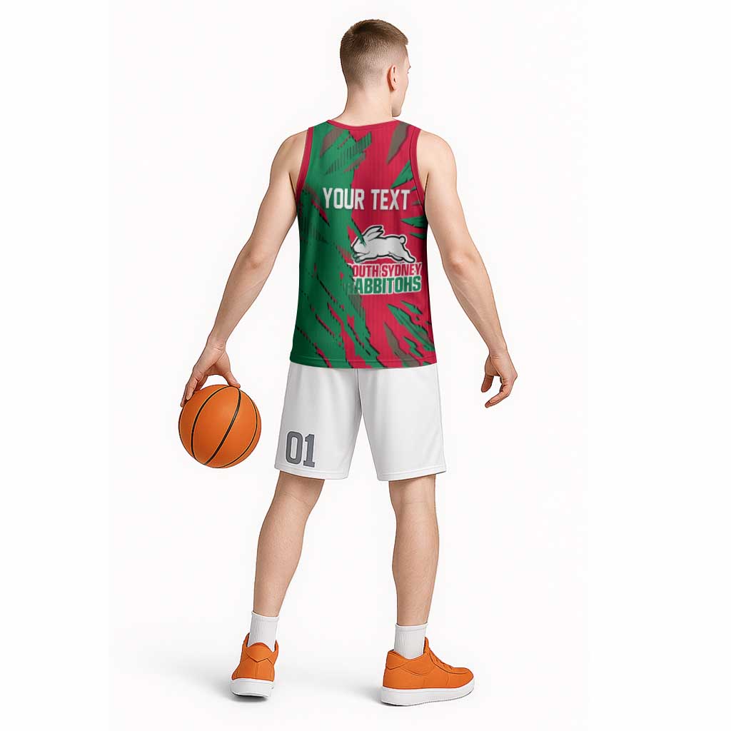 Personalized South Sydney Rabbitohs Basketball Jersey Dynamic Lightning Mascot Rugby Australia