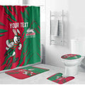 Personalized South Sydney Rabbitohs Bathroom Set Dynamic Lightning Mascot Rugby Australia