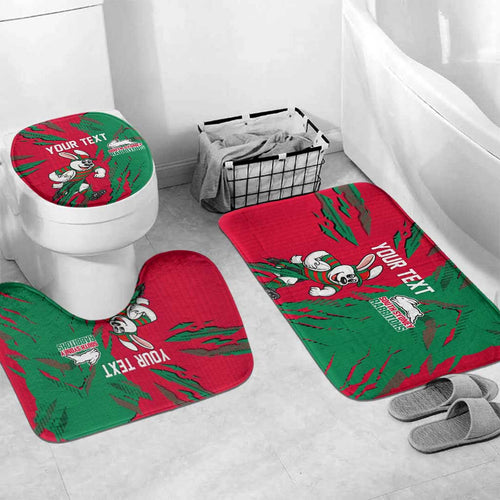 Personalized South Sydney Rabbitohs Bathroom Set Dynamic Lightning Mascot Rugby Australia