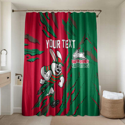 Personalized South Sydney Rabbitohs Bathroom Set Dynamic Lightning Mascot Rugby Australia