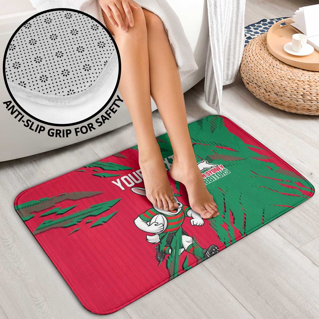 Personalized South Sydney Rabbitohs Bathroom Set Dynamic Lightning Mascot Rugby Australia