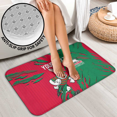 Personalized South Sydney Rabbitohs Bathroom Set Dynamic Lightning Mascot Rugby Australia
