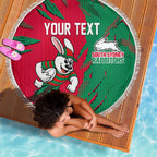 Personalized South Sydney Rabbitohs Beach Blanket Dynamic Lightning Mascot Rugby Australia