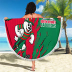 Personalized South Sydney Rabbitohs Beach Blanket Dynamic Lightning Mascot Rugby Australia