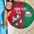 Personalized South Sydney Rabbitohs Beach Blanket Dynamic Lightning Mascot Rugby Australia