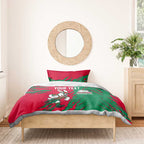 Personalized South Sydney Rabbitohs Bedding Set Dynamic Lightning Mascot Rugby Australia