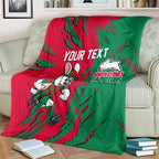 Personalized South Sydney Rabbitohs Blanket Dynamic Lightning Mascot Rugby Australia