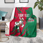 Personalized South Sydney Rabbitohs Blanket Dynamic Lightning Mascot Rugby Australia