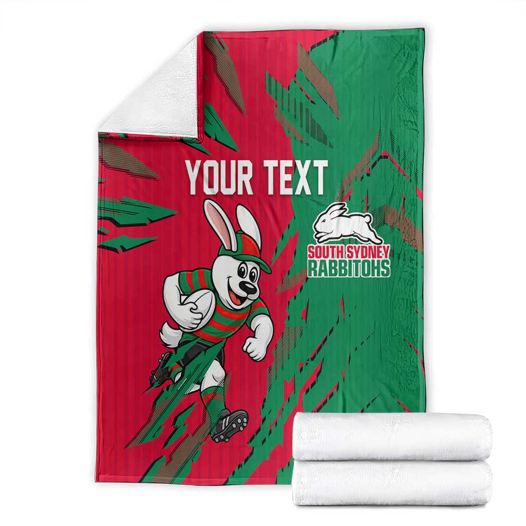 Personalized South Sydney Rabbitohs Blanket Dynamic Lightning Mascot Rugby Australia