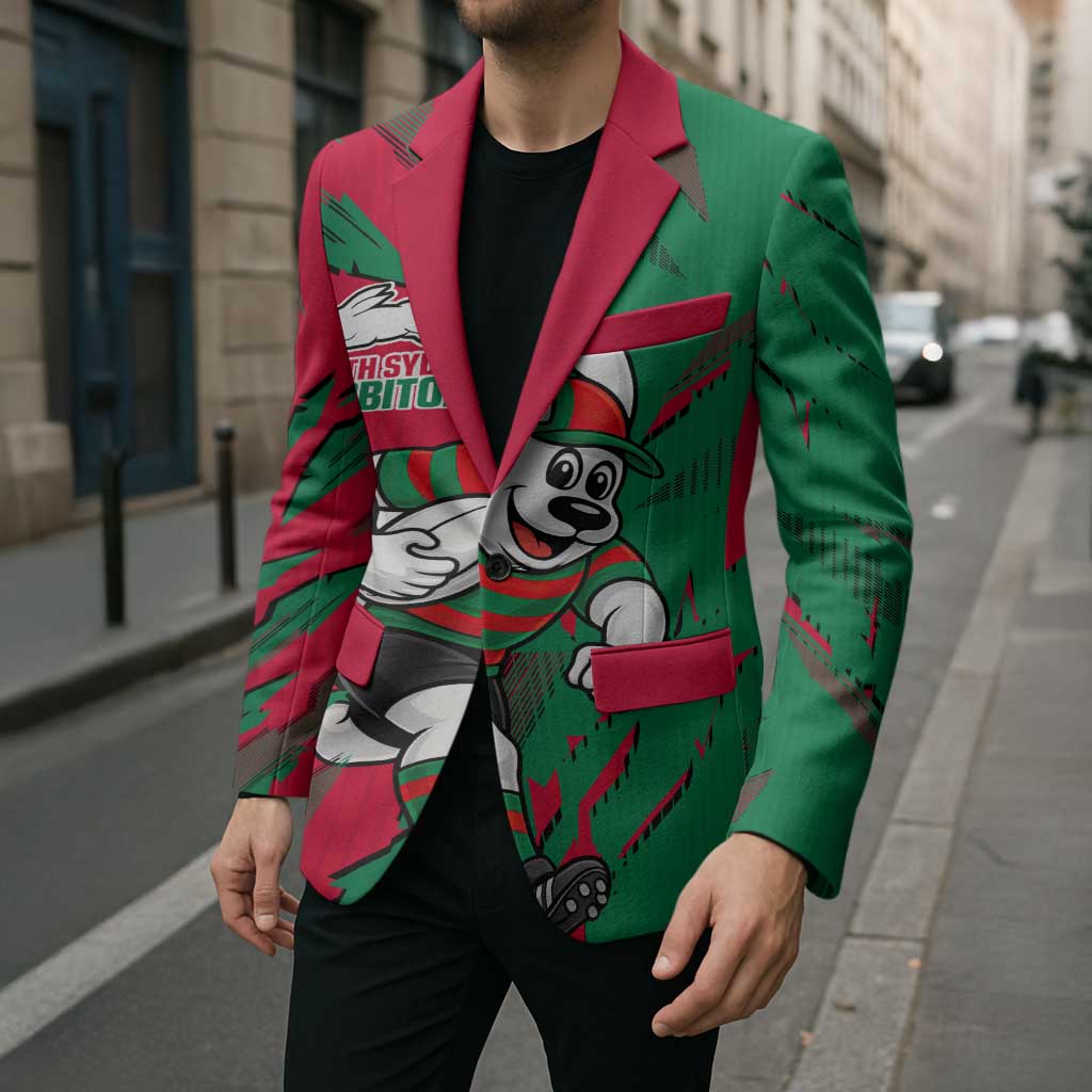Personalized South Sydney Rabbitohs Blazer Dynamic Lightning Mascot Rugby Australia