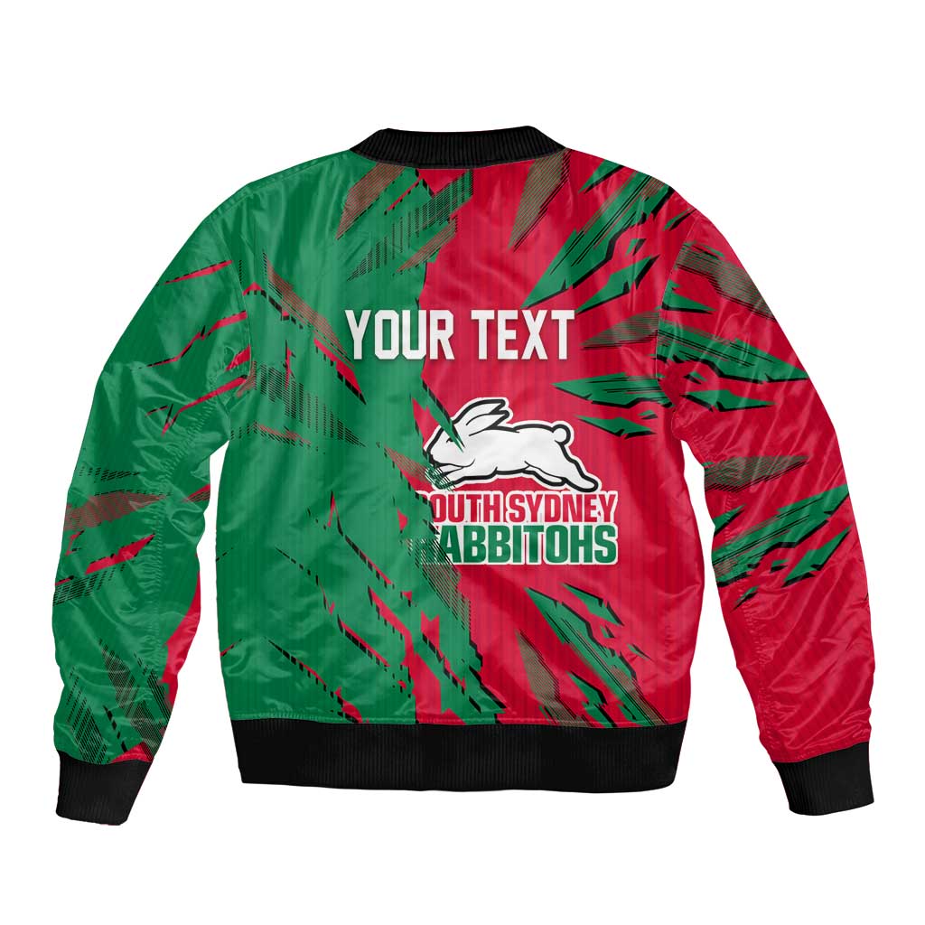 Personalized South Sydney Rabbitohs Bomber Jacket Dynamic Lightning Mascot Rugby Australia