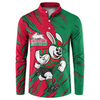 Personalized South Sydney Rabbitohs Button Sweatshirt Dynamic Lightning Mascot Rugby Australia
