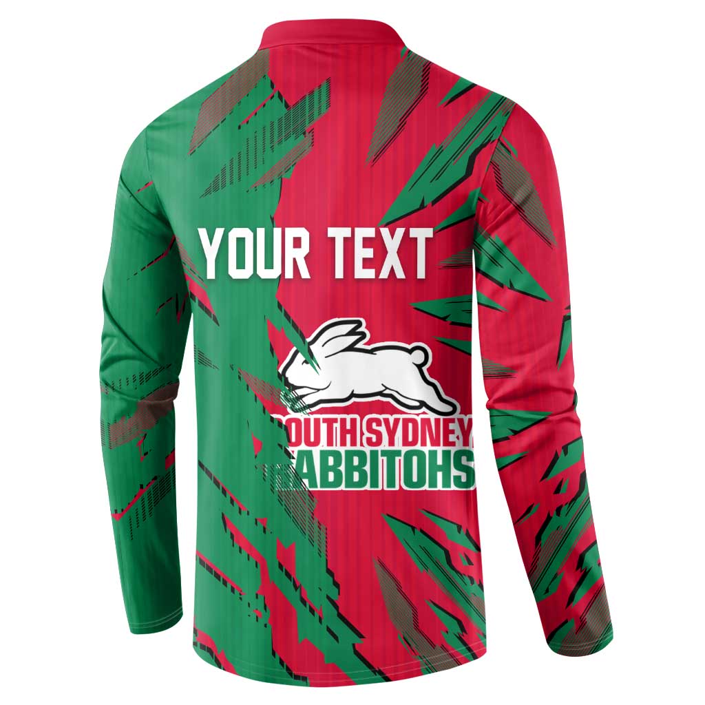 Personalized South Sydney Rabbitohs Button Sweatshirt Dynamic Lightning Mascot Rugby Australia