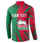 Personalized South Sydney Rabbitohs Button Sweatshirt Dynamic Lightning Mascot Rugby Australia