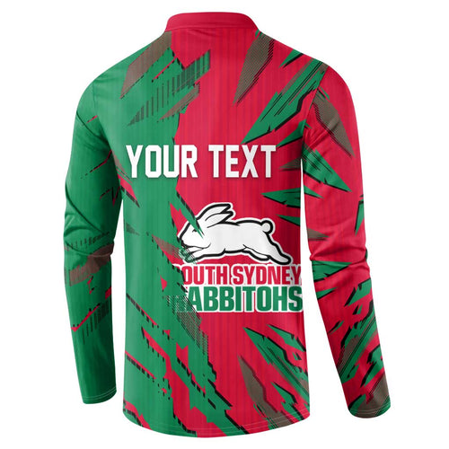 Personalized South Sydney Rabbitohs Button Sweatshirt Dynamic Lightning Mascot Rugby Australia