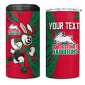 Personalized South Sydney Rabbitohs 4 in 1 Can Cooler Tumbler Dynamic Lightning Mascot Rugby Australia