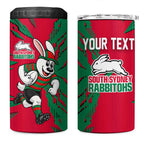 Personalized South Sydney Rabbitohs 4 in 1 Can Cooler Tumbler Dynamic Lightning Mascot Rugby Australia