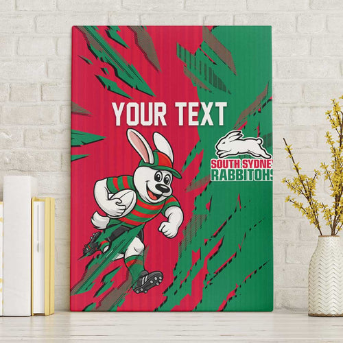 Personalized South Sydney Rabbitohs Canvas Wall Art Dynamic Lightning Mascot Rugby Australia