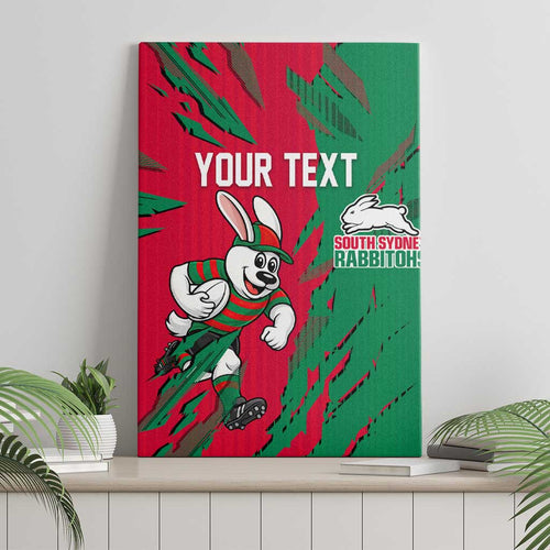 Personalized South Sydney Rabbitohs Canvas Wall Art Dynamic Lightning Mascot Rugby Australia