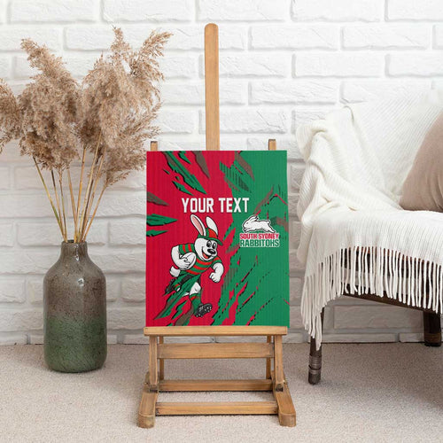 Personalized South Sydney Rabbitohs Canvas Wall Art Dynamic Lightning Mascot Rugby Australia