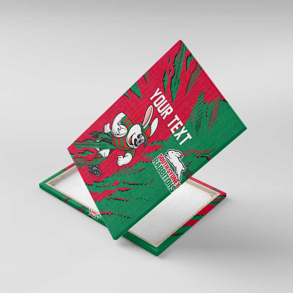 Personalized South Sydney Rabbitohs Canvas Wall Art Dynamic Lightning Mascot Rugby Australia