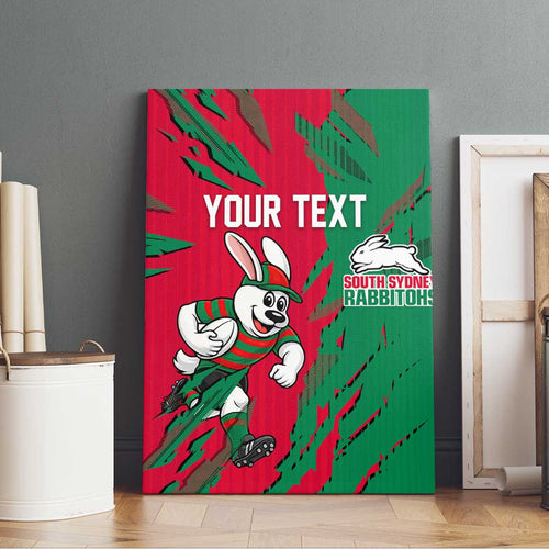 Personalized South Sydney Rabbitohs Canvas Wall Art Dynamic Lightning Mascot Rugby Australia