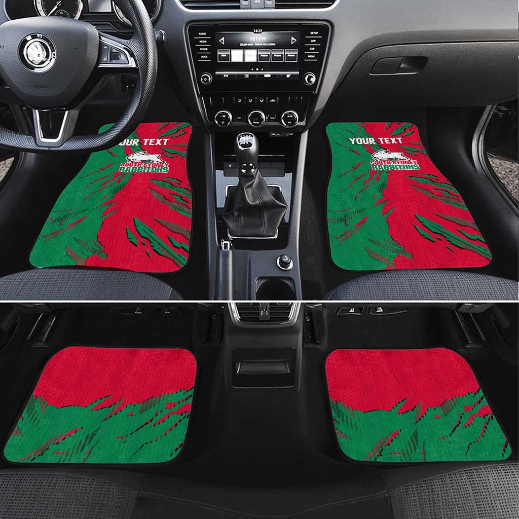 Personalized South Sydney Rabbitohs Car Mats Dynamic Lightning Mascot Rugby Australia