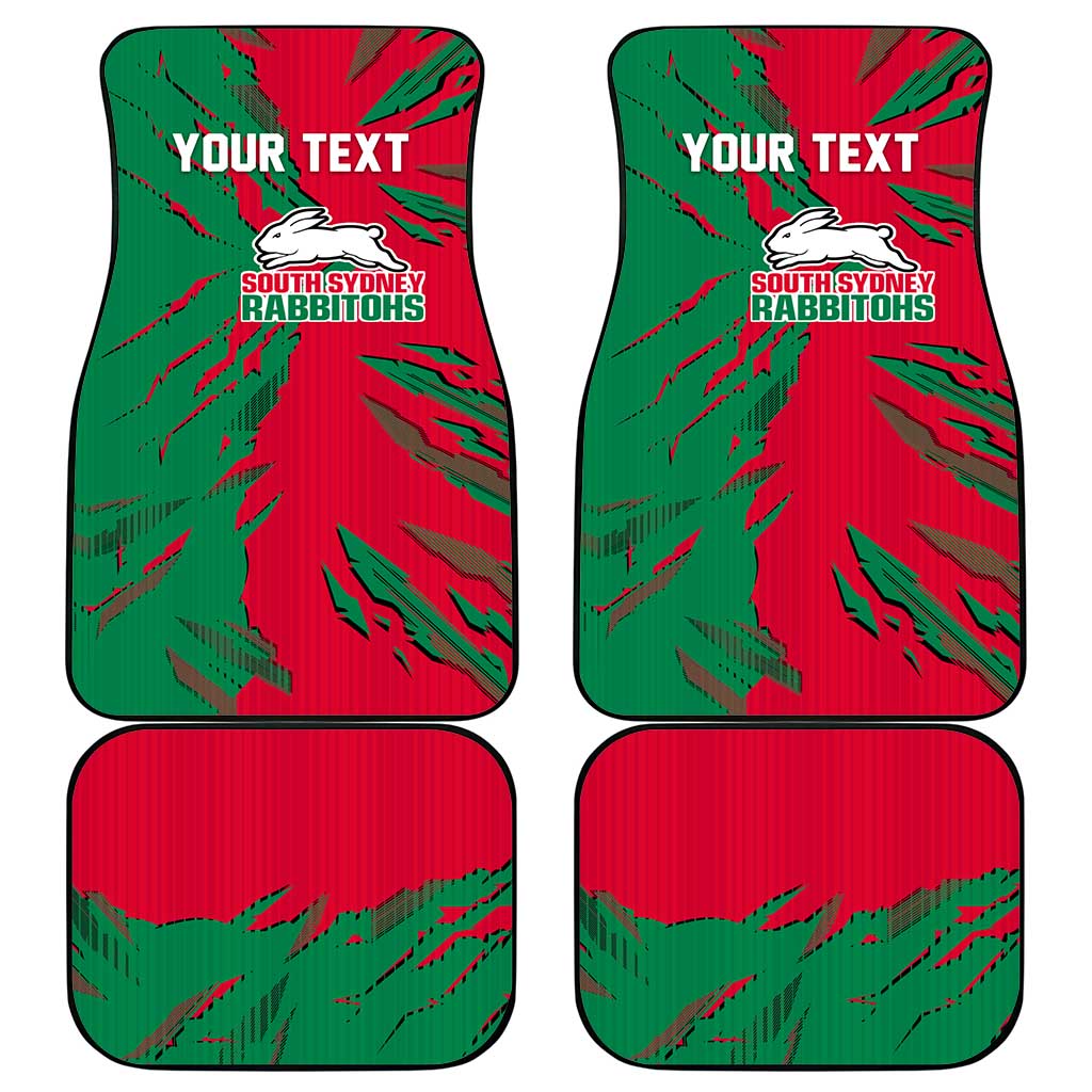 Personalized South Sydney Rabbitohs Car Mats Dynamic Lightning Mascot Rugby Australia