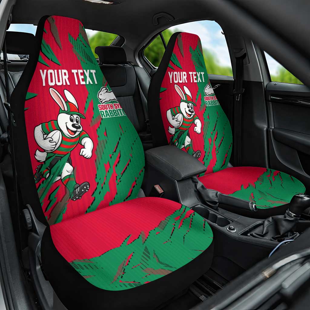 Personalized South Sydney Rabbitohs Car Seat Cover Dynamic Lightning Mascot Rugby Australia