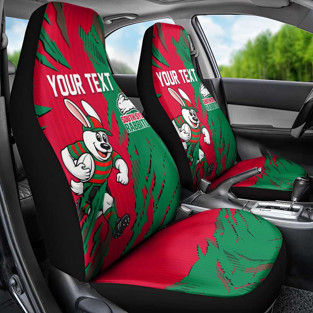Personalized South Sydney Rabbitohs Car Seat Cover Dynamic Lightning Mascot Rugby Australia