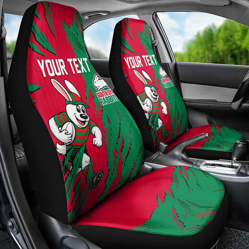 Personalized South Sydney Rabbitohs Car Seat Cover Dynamic Lightning Mascot Rugby Australia