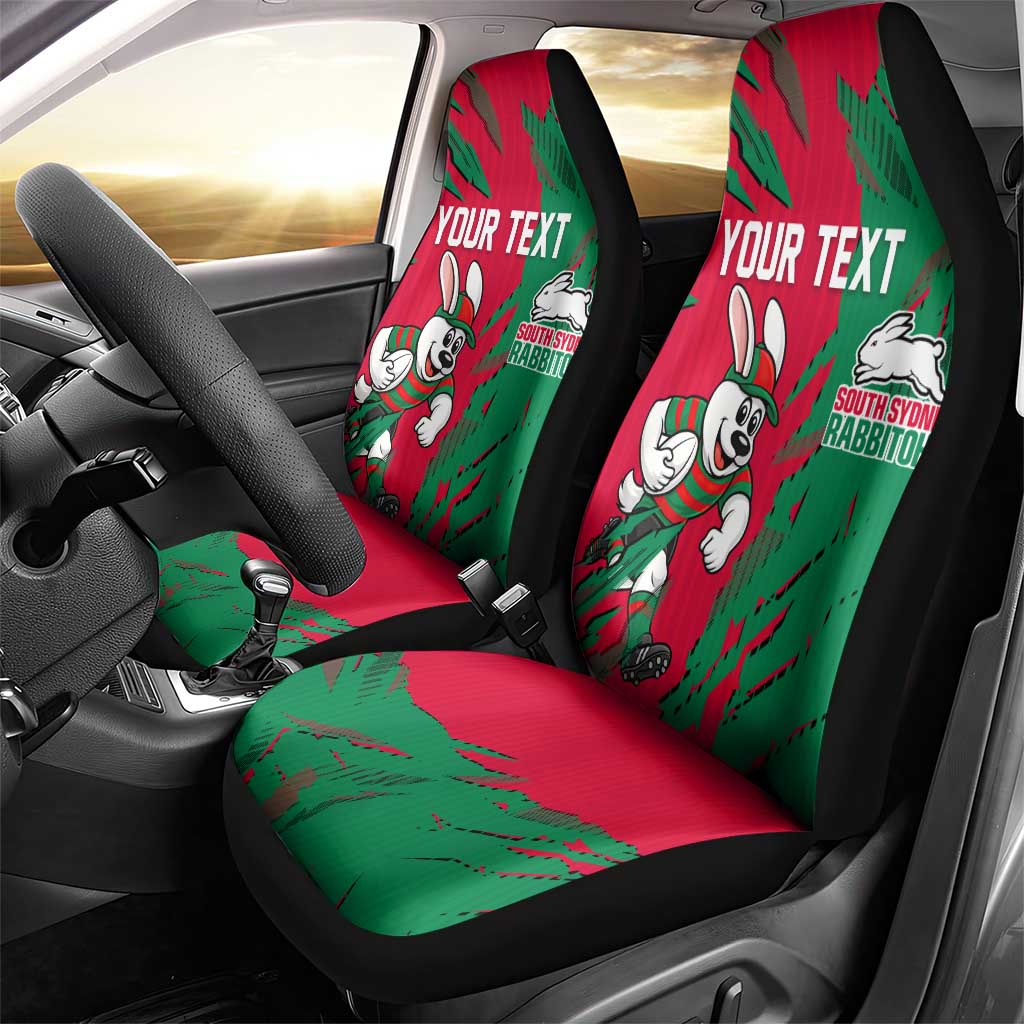 Personalized South Sydney Rabbitohs Car Seat Cover Dynamic Lightning Mascot Rugby Australia