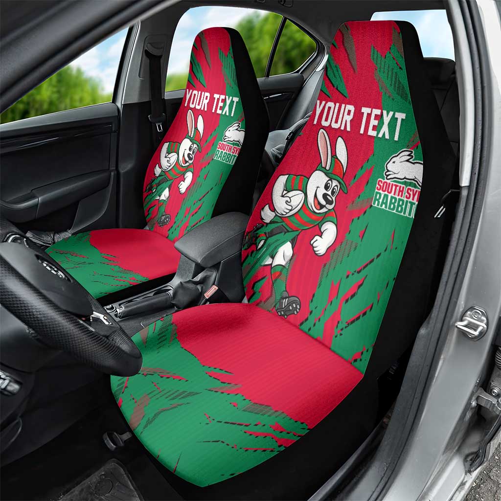 Personalized South Sydney Rabbitohs Car Seat Cover Dynamic Lightning Mascot Rugby Australia