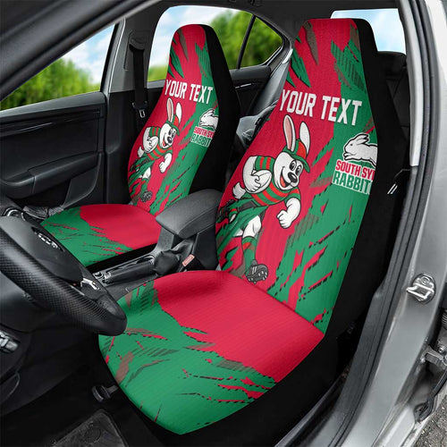 Personalized South Sydney Rabbitohs Car Seat Cover Dynamic Lightning Mascot Rugby Australia