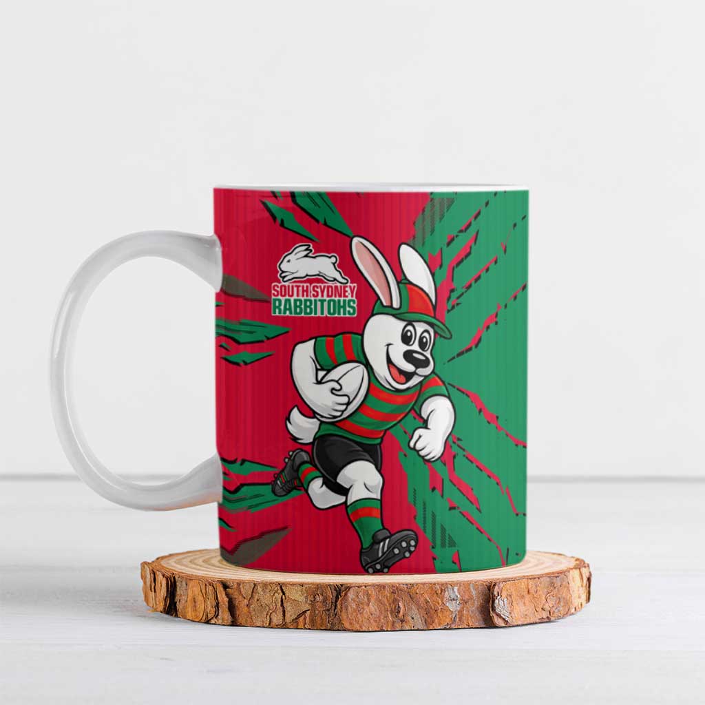 Personalized South Sydney Rabbitohs Ceramic Mug Dynamic Lightning Mascot Rugby Australia