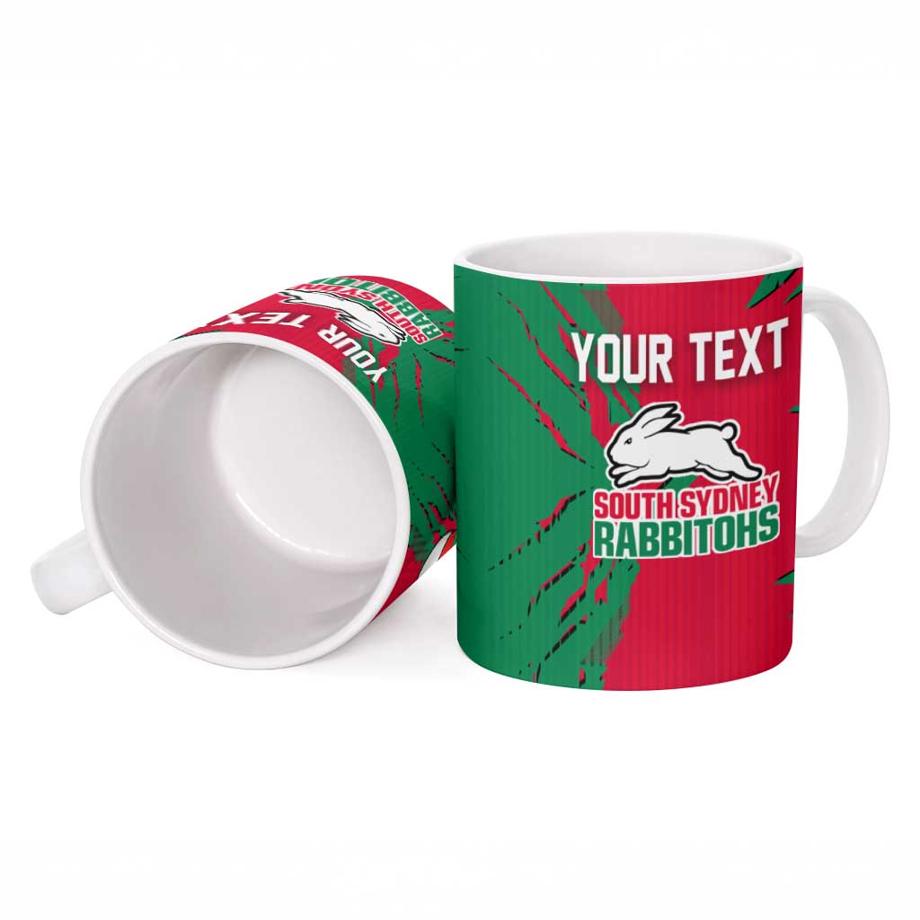 Personalized South Sydney Rabbitohs Ceramic Mug Dynamic Lightning Mascot Rugby Australia