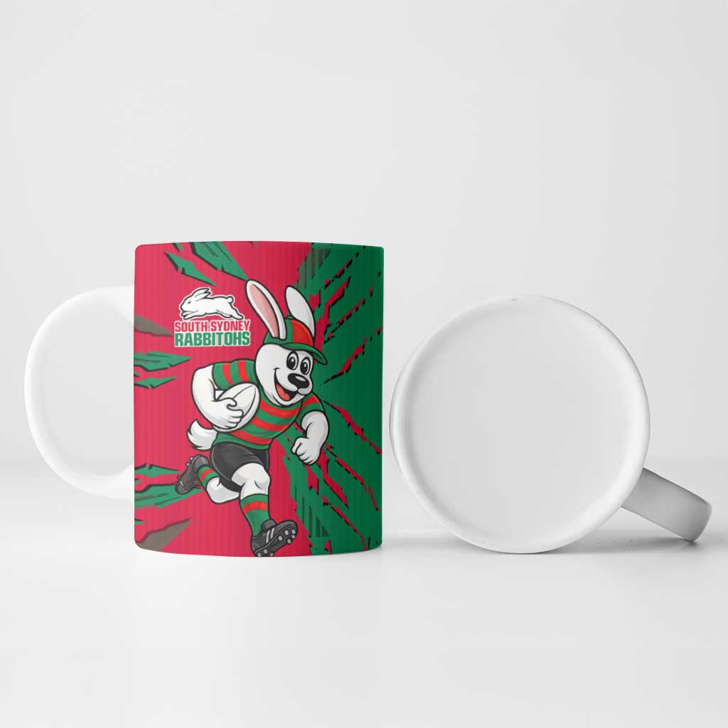 Personalized South Sydney Rabbitohs Ceramic Mug Dynamic Lightning Mascot Rugby Australia