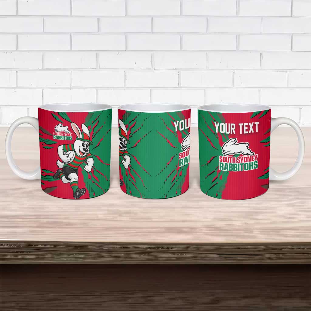 Personalized South Sydney Rabbitohs Ceramic Mug Dynamic Lightning Mascot Rugby Australia